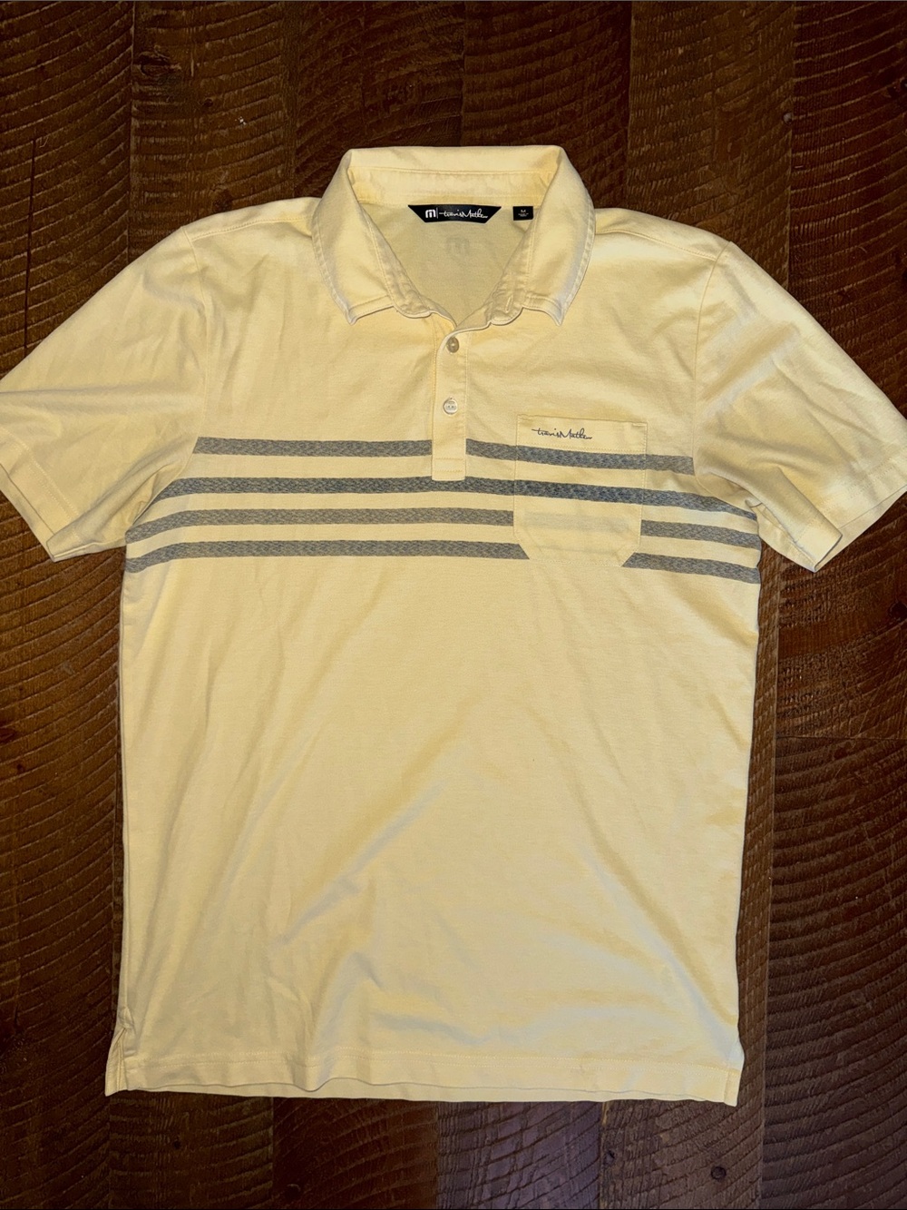 Travis Matthew Yellow Polo with Gray Stripes